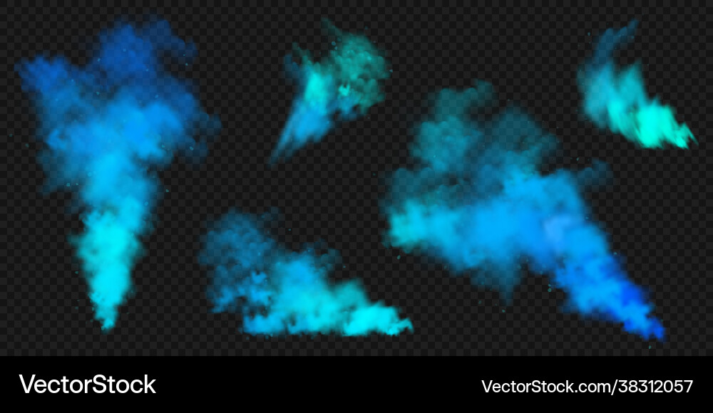 Realistic blue colorful smoke clouds mist effect vector image