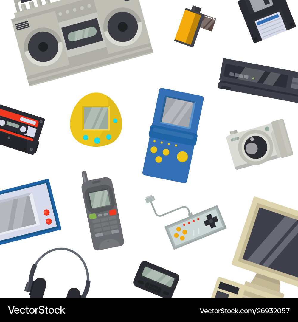 Retro Tech Devices Pattern Vector Image