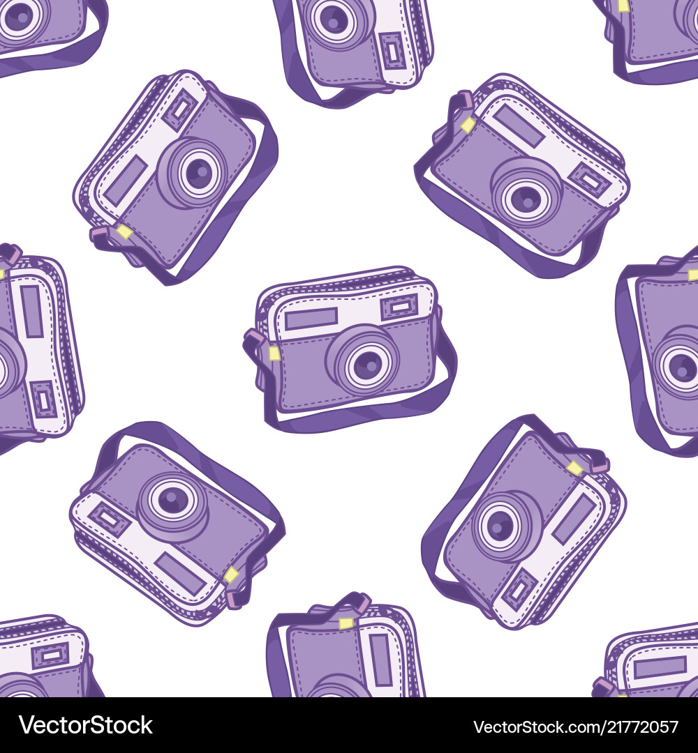 Seamless pattern with bag camera on a white Seamless pattern with bag camera on a white vector image