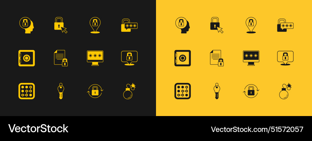 Set cyber security key monitor with password lock Set cyber security key monitor with password lock vector image