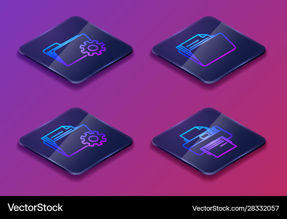 Set isometric line folder settings with gears Set isometric line folder settings with gears vector image