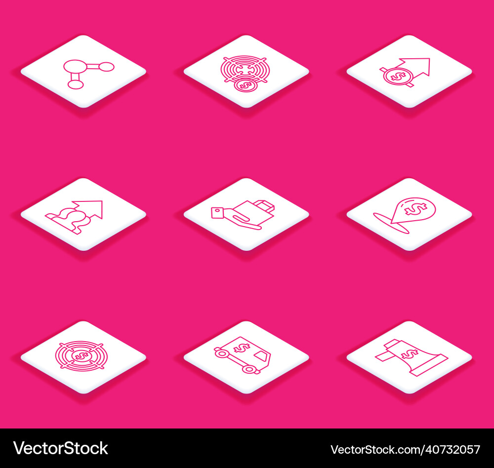 Set line share target with dollar symbol Vector Image