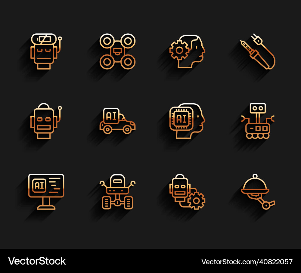 Set line software mars rover robot low battery Set line software mars rover robot low battery Vector Image