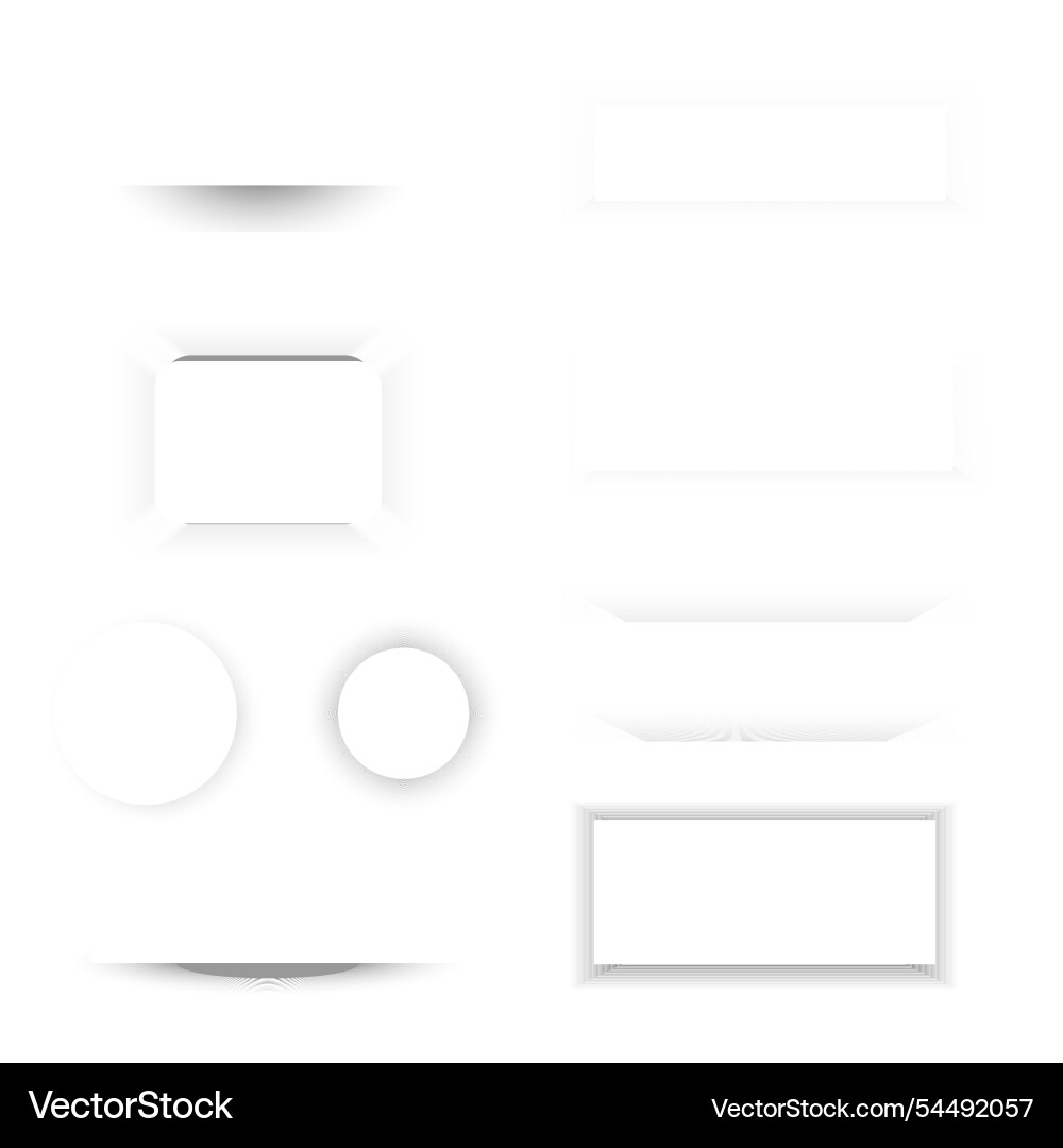 Set of geometric shadow forms round rectangle Set of geometric shadow forms round rectangle vector image