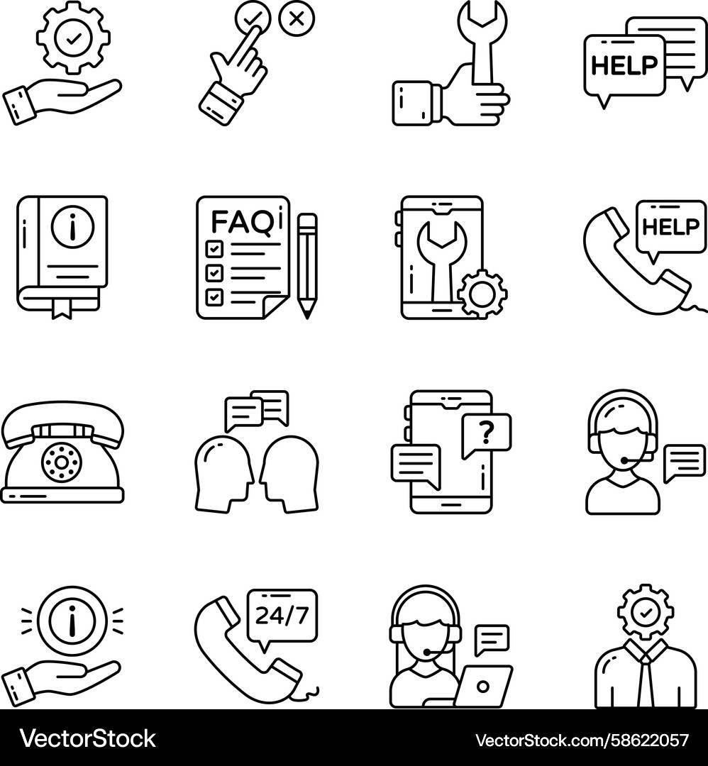Set of support linear icons Vector Image