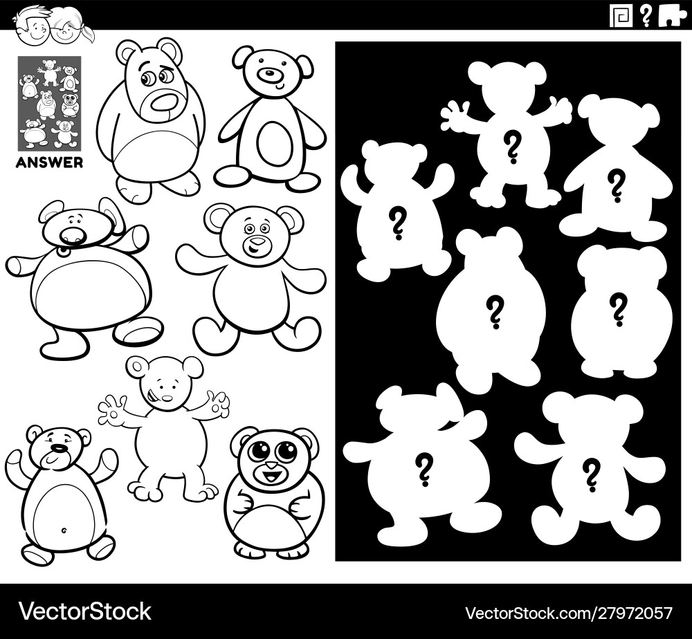 Shape Matching Game with Teddy Bears vector image