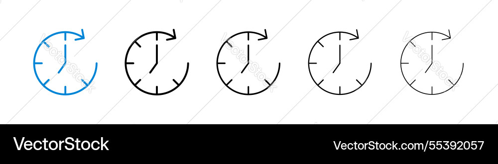 Time forward icons in five different stroke sizes Time forward icons in five different stroke sizes vector image