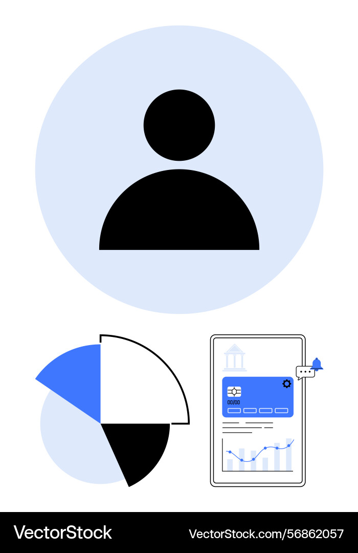 User profile with analytics dashboard and pie User profile with analytics dashboard and pie vector image