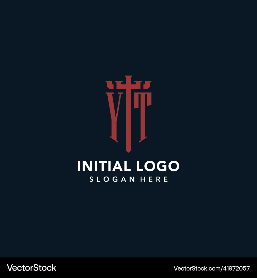 Yt initial monogram logos with sword and shield Vector Image