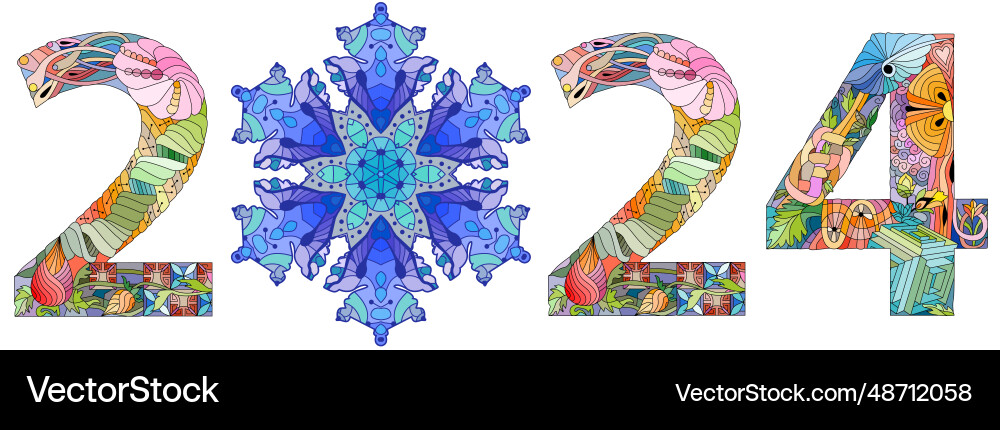 2024 number design with snowflake cute 2024 number design with snowflake cute vector image