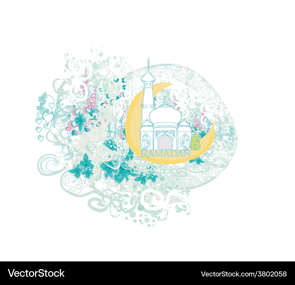 Artistic pattern background with moon and mosque Vector Image