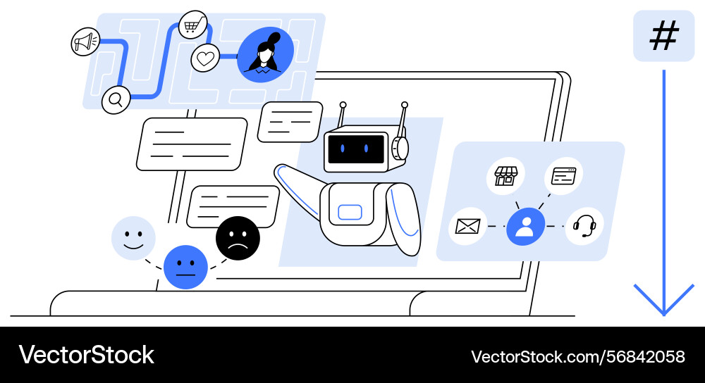 Chatbot interacting with users through messages vector image