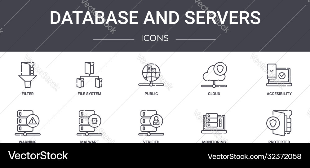Database and servers concept line icons set Database and servers concept line icons set vector image