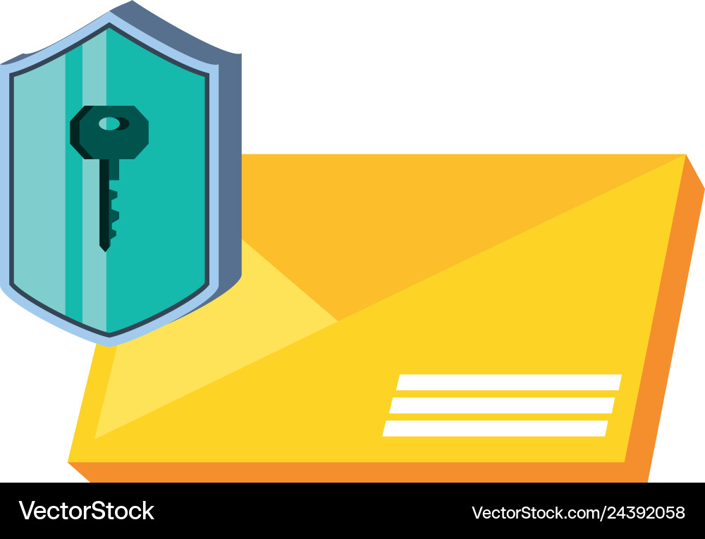 Envelope mail with shield secure vector image