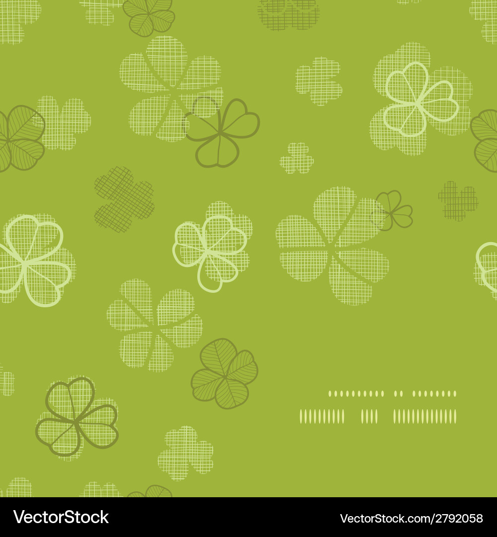 Green clover textile texture frame corner pattern vector image