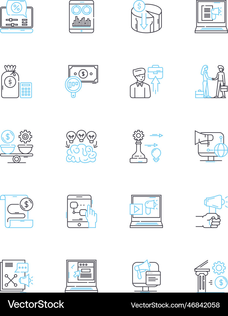 Leadership development linear icons set Leadership development linear icons set vector image