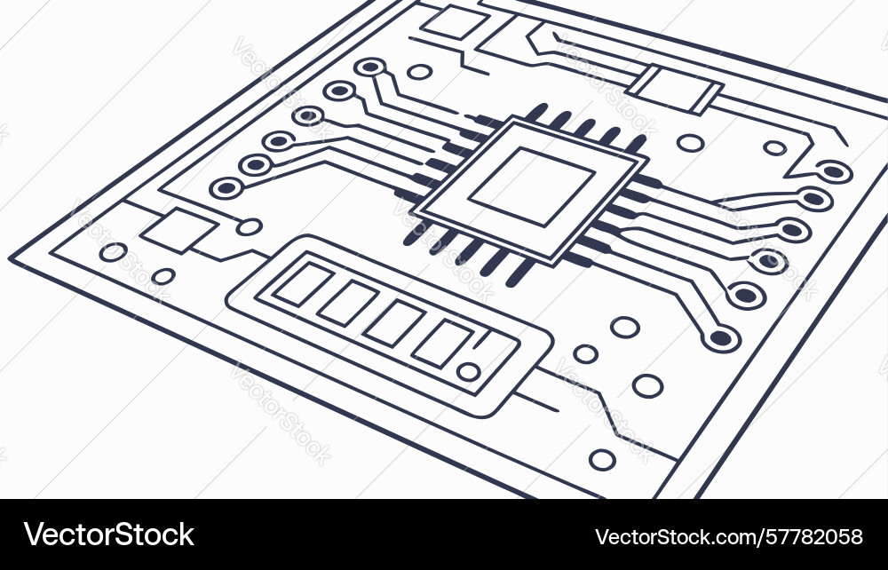 Leiterplatte mit cpu Herz von Rechensystemen vektorbild
