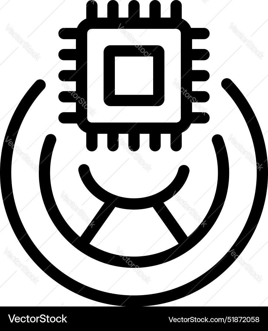 Microchip connecting to wireless network icon Microchip connecting to wireless network icon vector image
