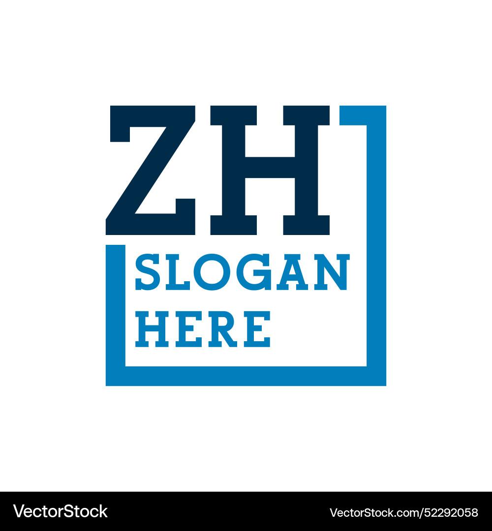 Minimal initials logo letters z and h zh initial Vector Image