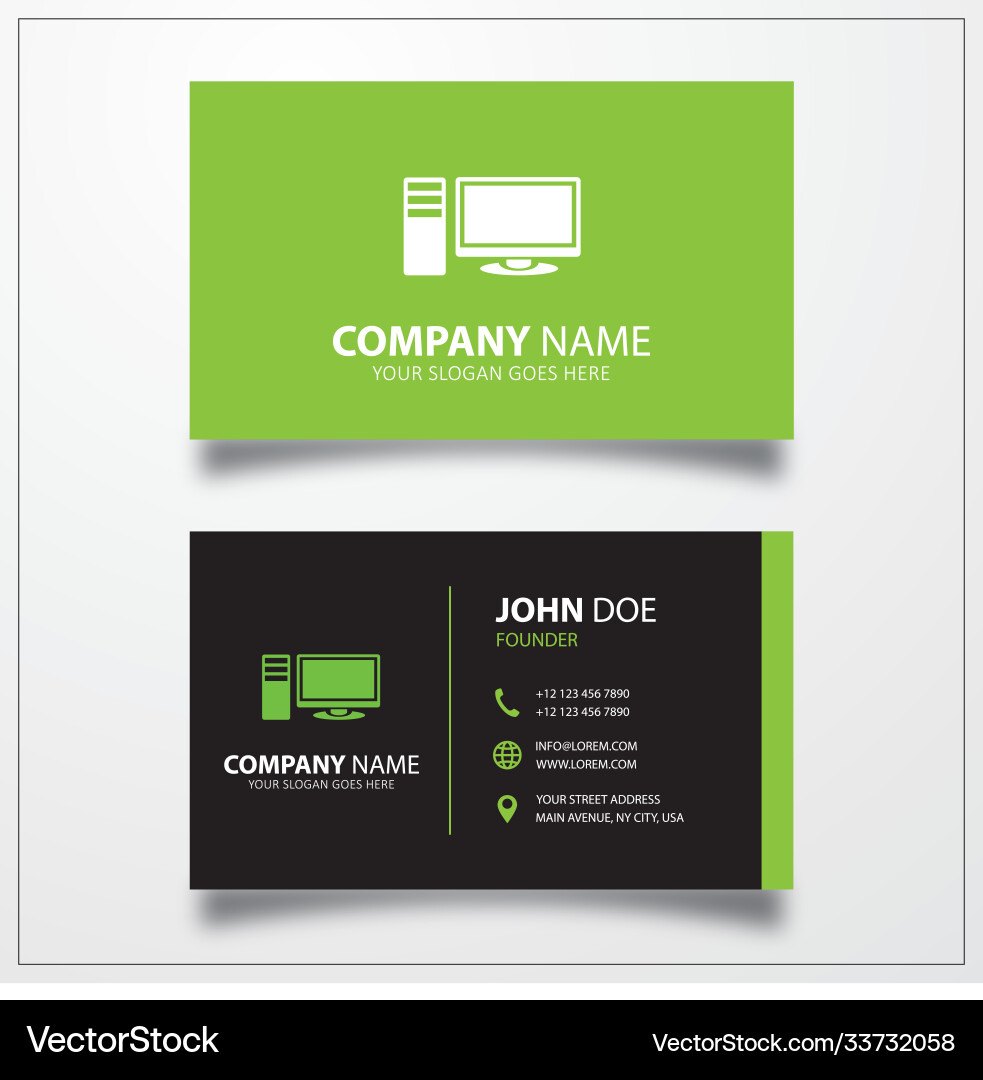 Modern Computer Business Card Template Vector Image
