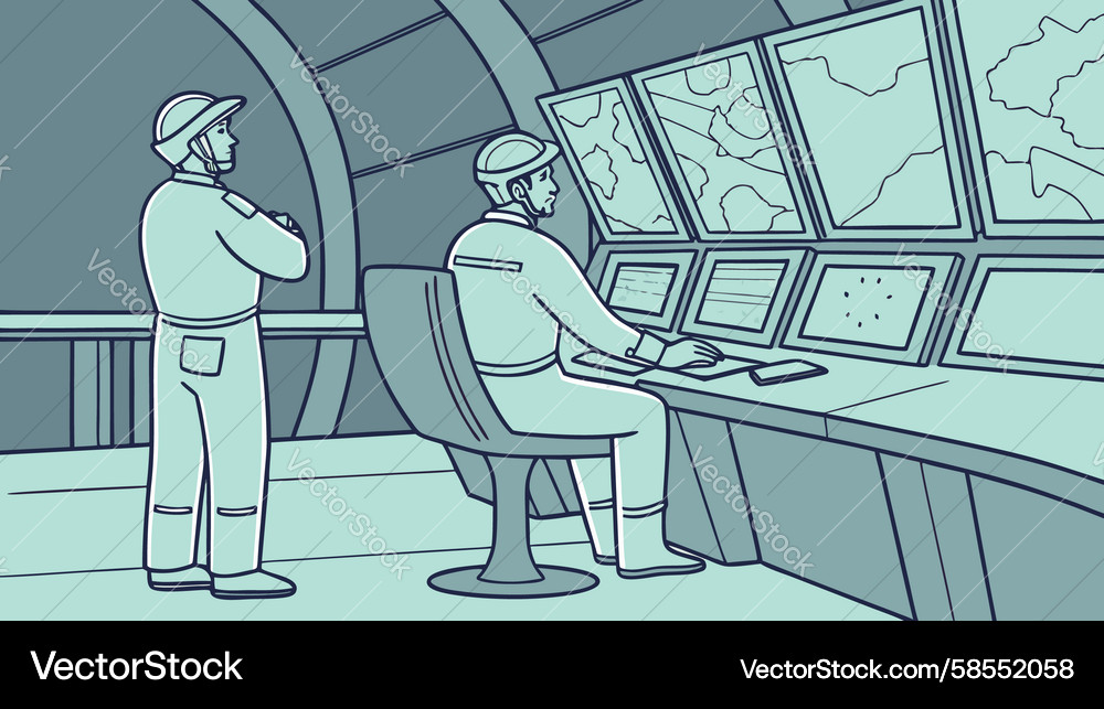 Modern Control Room Operators Vector Image