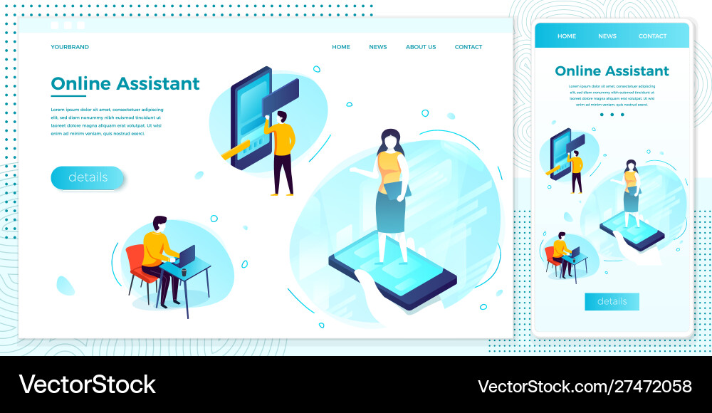 Online web assistant fix problem set Vector Image