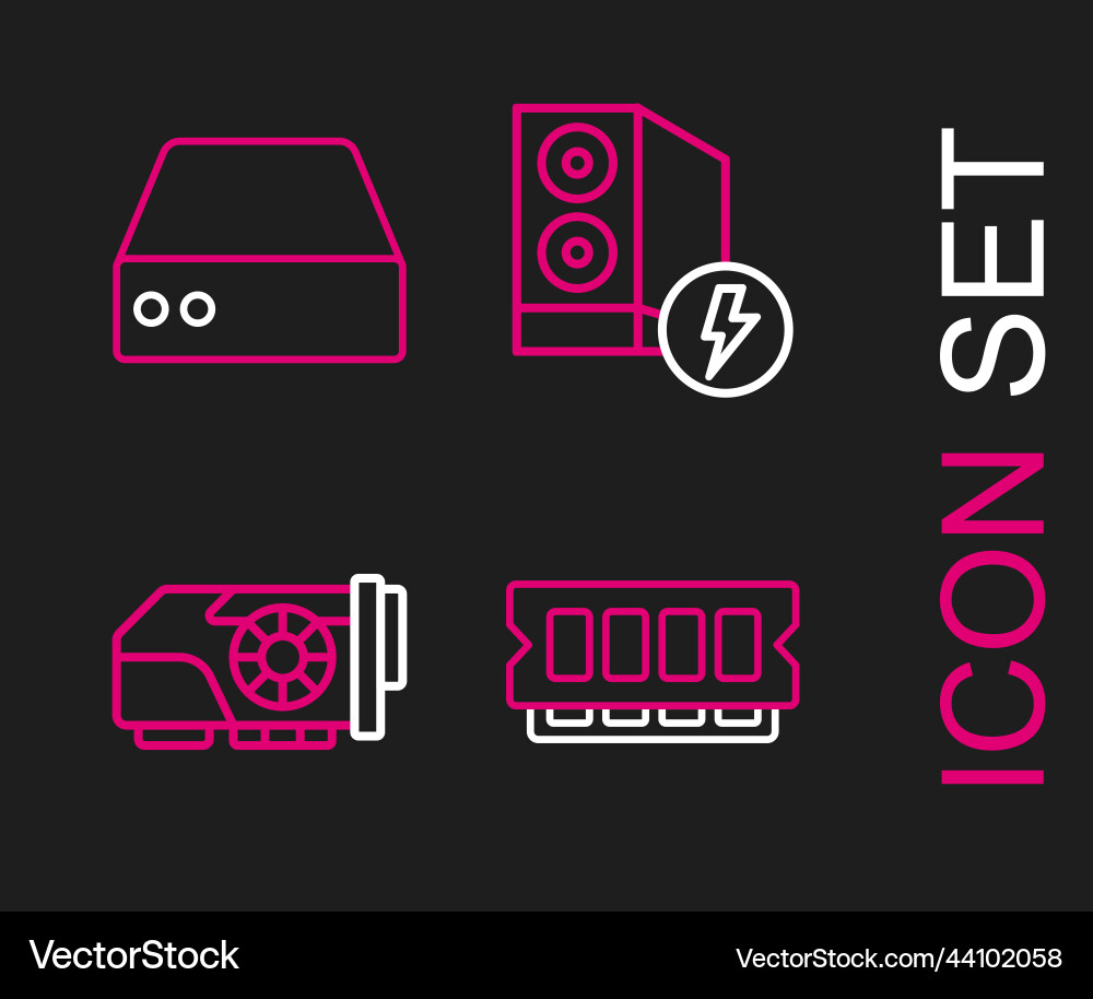 Set line ram random access memory video graphic Set line ram random access memory video graphic Vector Image