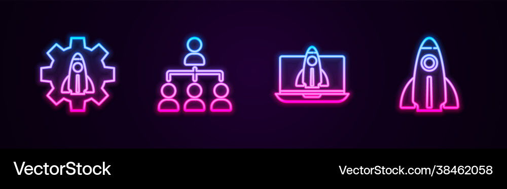 Set line startup project concept hierarchy Vector Image
