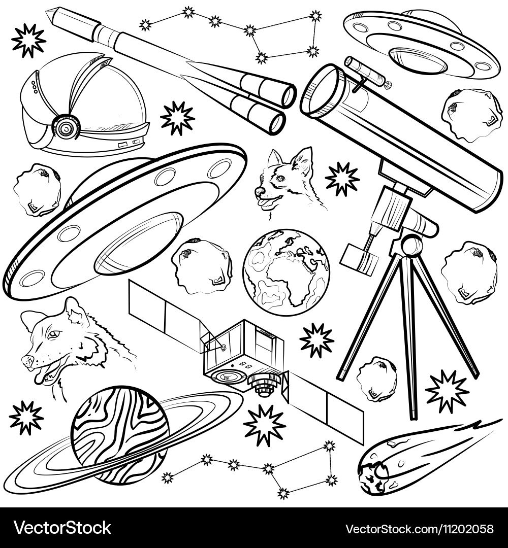 Set of space elements Vector Image