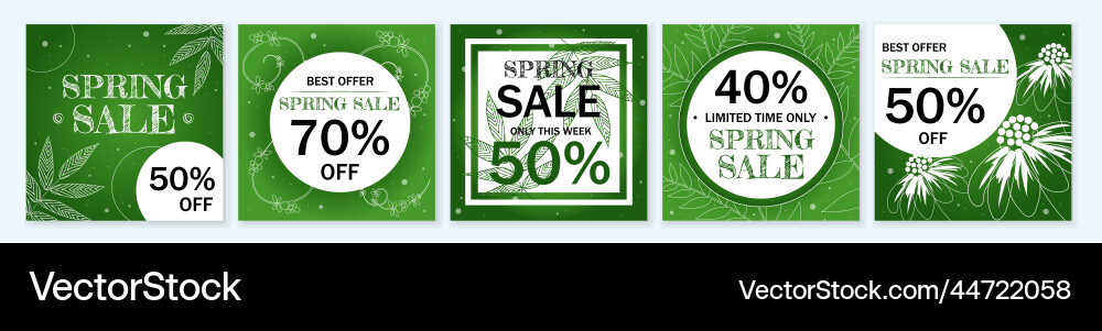 Spring sale square template set for ads posts Spring sale square template set for ads posts vector image