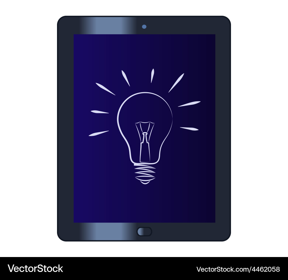 Symbol of the light bulb on tablet computer Vector Image