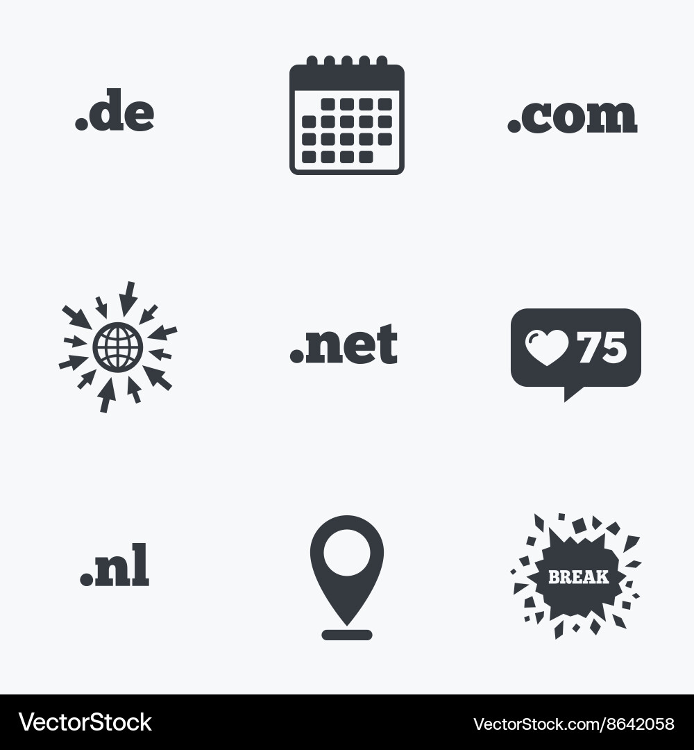 Top-level domains signs de com net and nl Vector Image