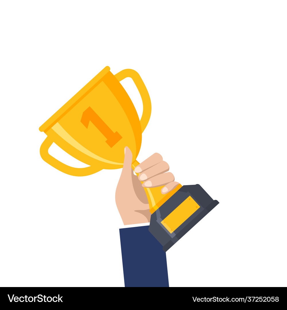 Trophy Preisträger Cartoon Design Hand Holding Trophy Preisträger Cartoon Design Hand Holding vektorbild