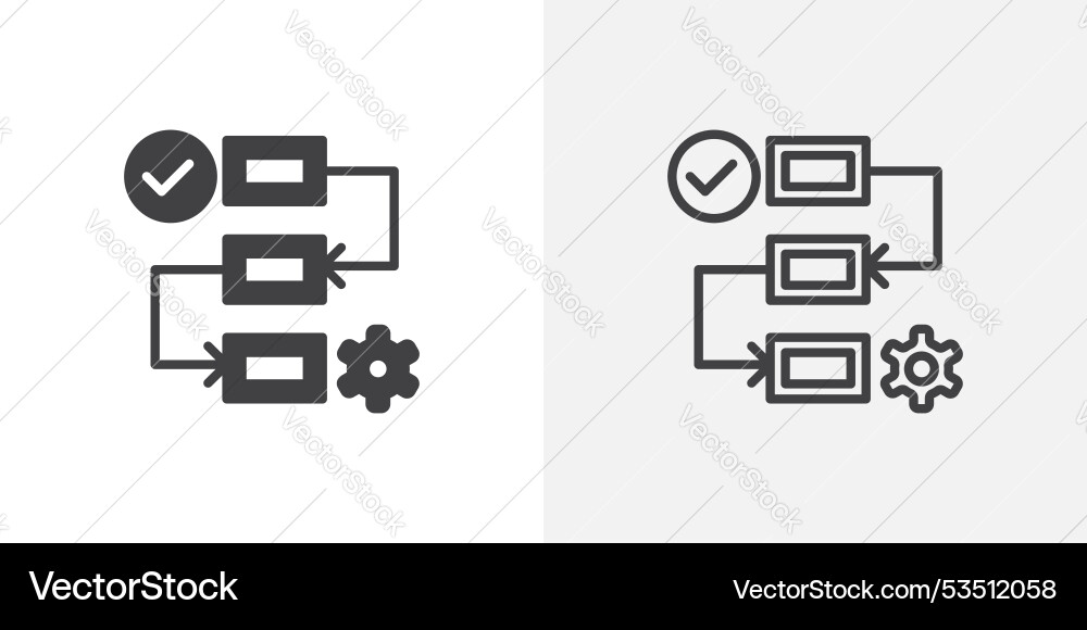 Workflow processline in thin line black color Workflow processline in thin line black color vector image