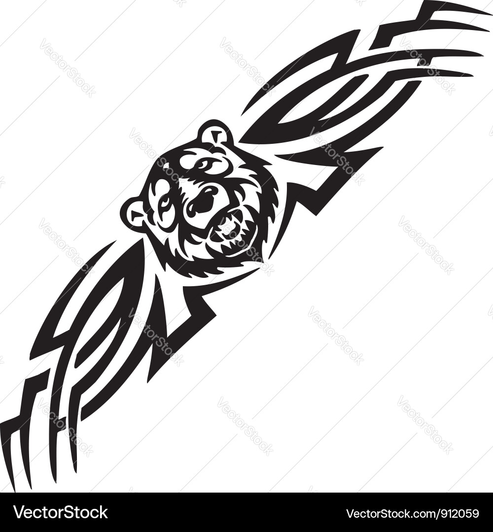 Bear and symmetric tribals vector image