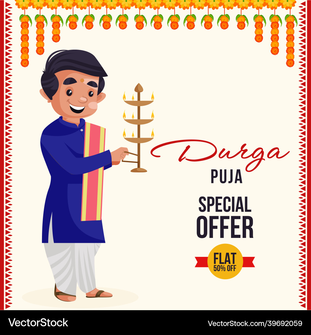 Durga puja special offer indian festival banner de vector image