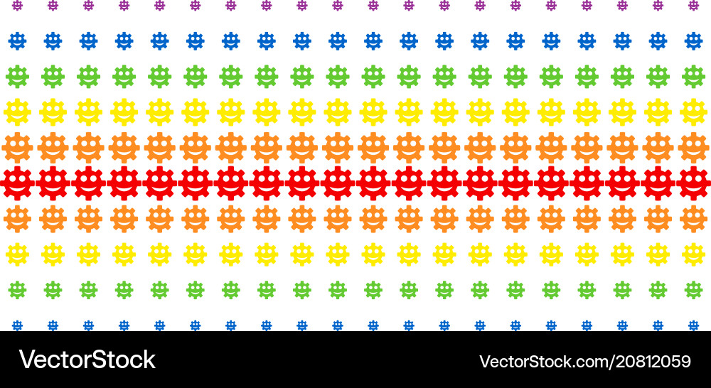 Gear smile smiley shape halftone spectral array Vector Image