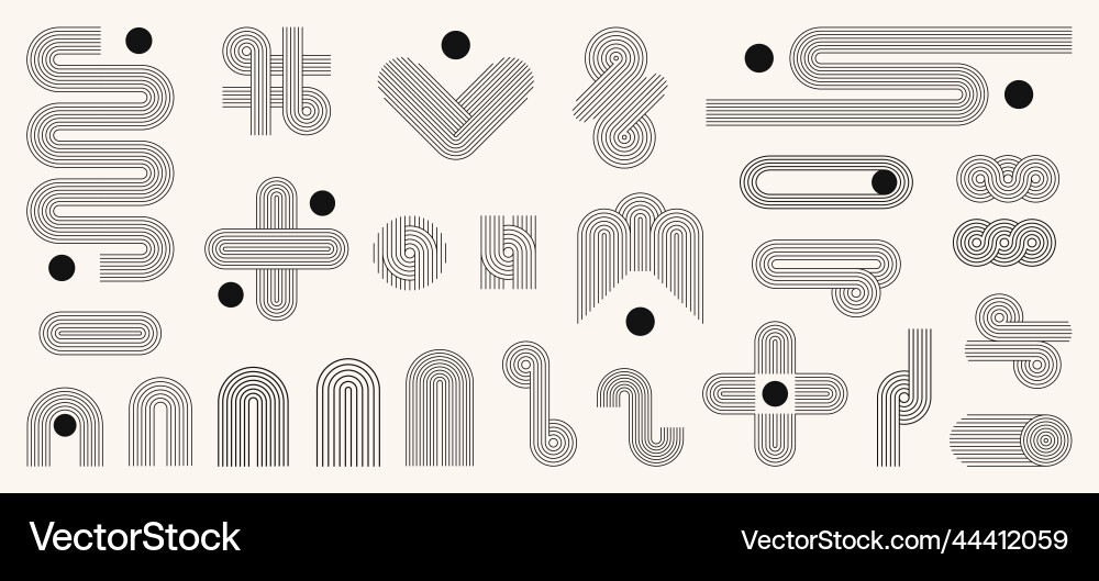 Geometric stripy pattern design line art shape Geometric stripy pattern design line art shape vector image