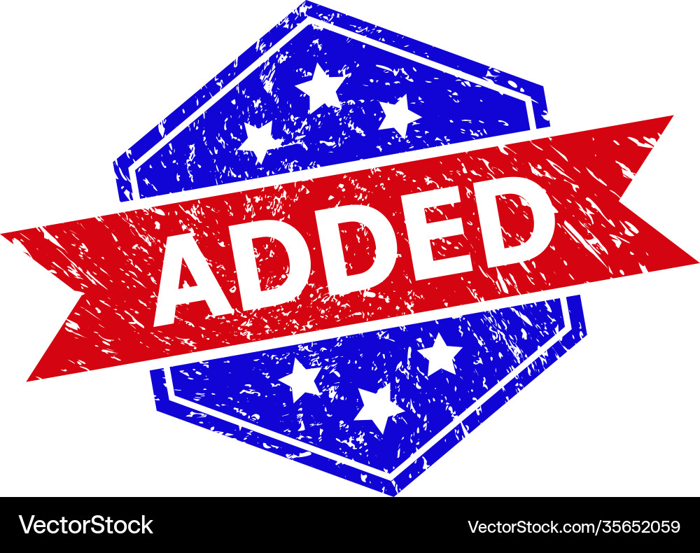 Hexagonal bicolor added stamp with rubber texture Hexagonal bicolor added stamp with rubber texture vector image