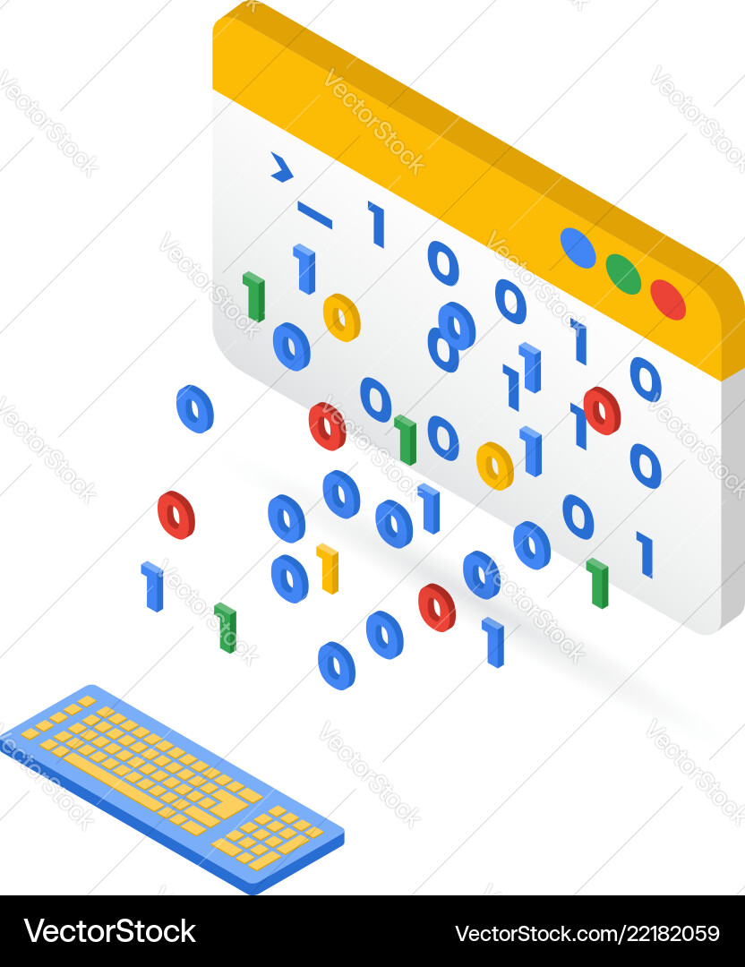 Isometric Programming Process Vector Image
