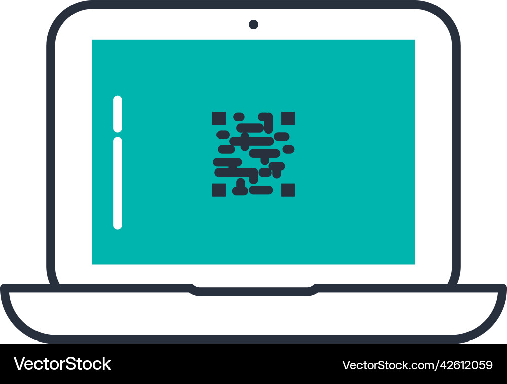 Laptop computer with qr code vector image