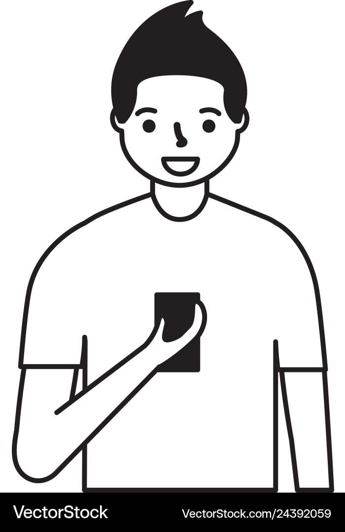 Man using cellphone device white background Vector Image