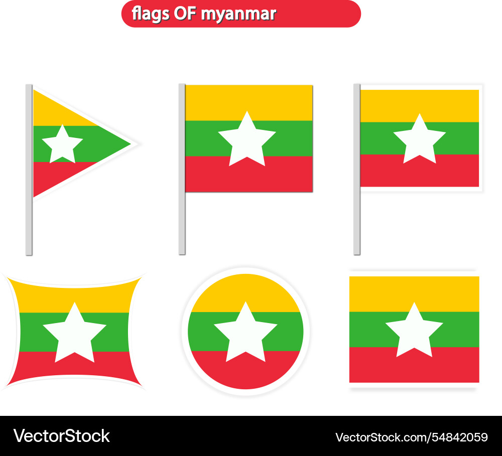 Myanmar flags on many objects Myanmar flags on many objects vector image