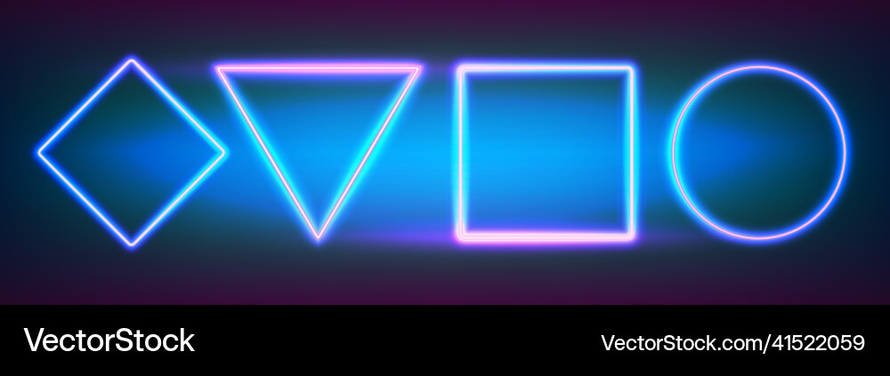 Neon frames different geometric shapes with led Neon frames different geometric shapes with led vector image
