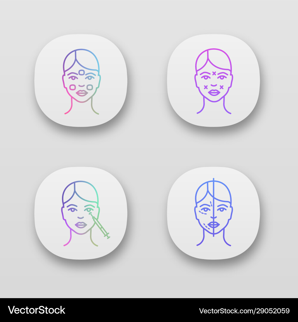 Neurotoxin injection app icons set Neurotoxin injection app icons set vector image