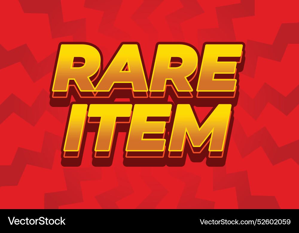 Rare item text effect in 3d style for print ad Rare item text effect in 3d style for print ad Vector Image