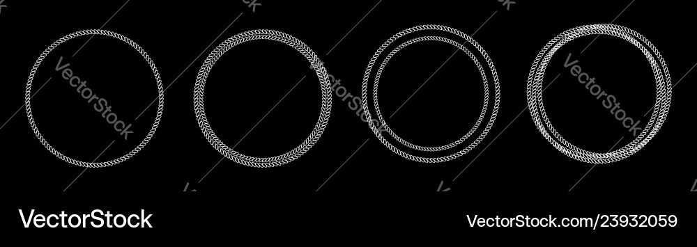 Round abstract chain frame icon set line outline Round abstract chain frame icon set line outline vector image