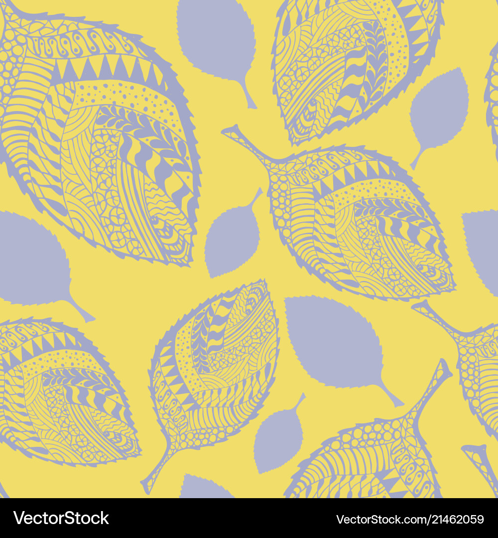 Seamless pattern with ornamented and simple leaves Vector Image