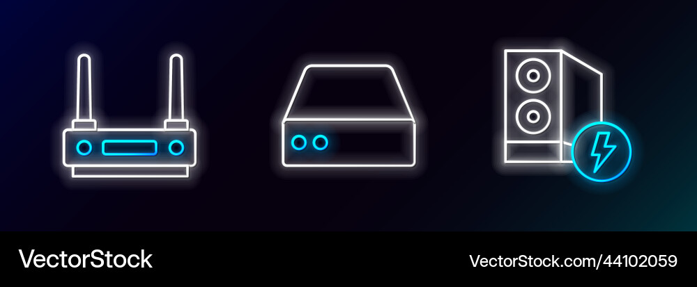 Set line case of computer router and wi-fi signal Set line case of computer router and wi-fi signal vector image