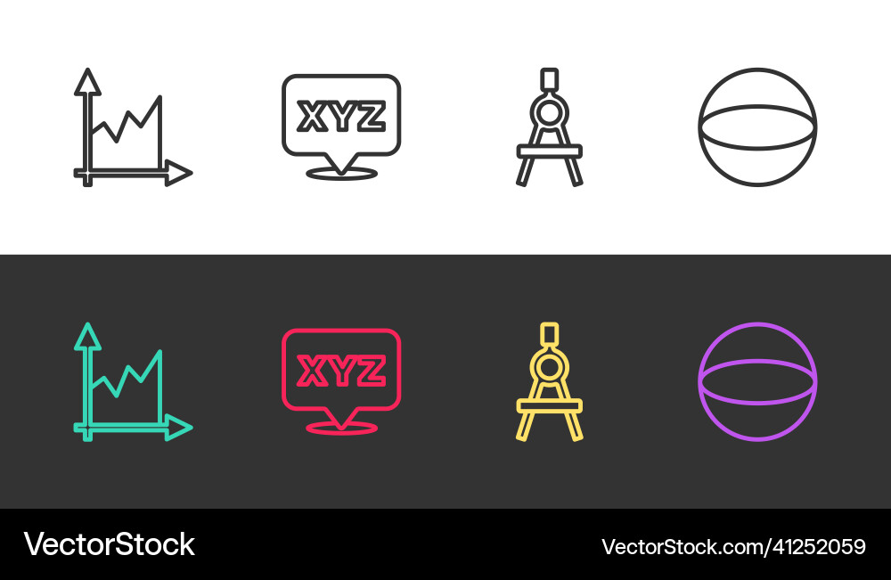 Set line graph schedule chart diagram xyz Vector Image